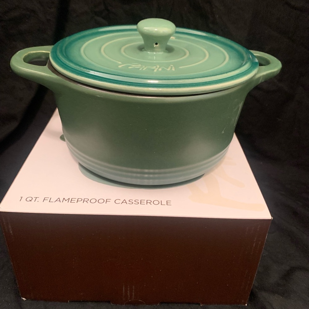Parini 1-Quart Green Flameproof Casserole